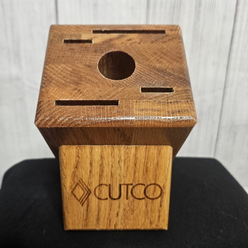 Cutco 5 Slot Wooden Knife Block In Honey Oak Finish